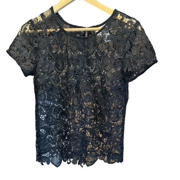 Bisou Bisou. Lacey Black Blouse. Size Small. - Picture 1 of 8